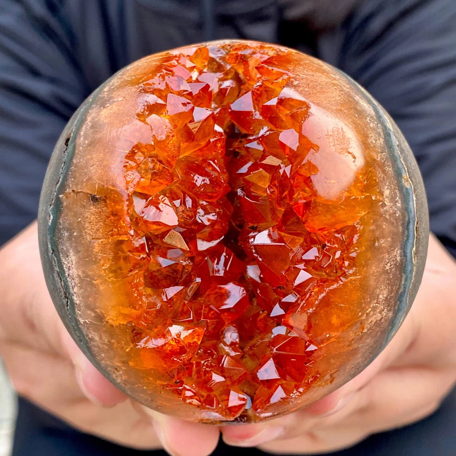 Natural Citrine geode quartz crystal open smile sphere Collection, Tabletop Home Decor Ornament for Collection Display, Home Healing Supplies
