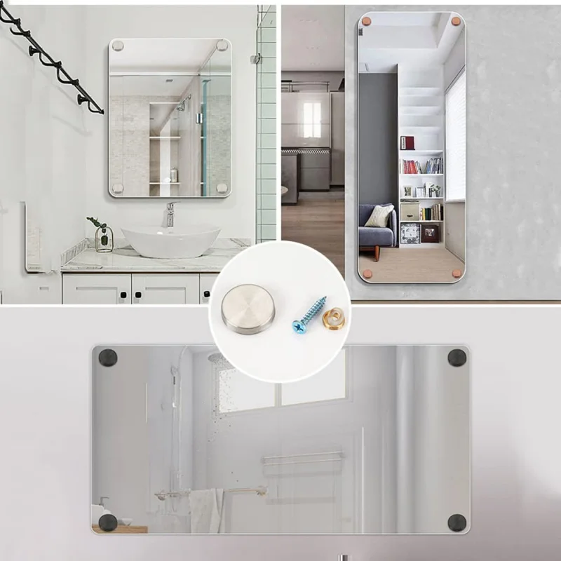 لا يوجد مخزون، خارج المخزون 8 قطع براغي مرآة 16 مم، غطاء مزخرف من الفولاذ المقاوم للصدأ المصقول #3