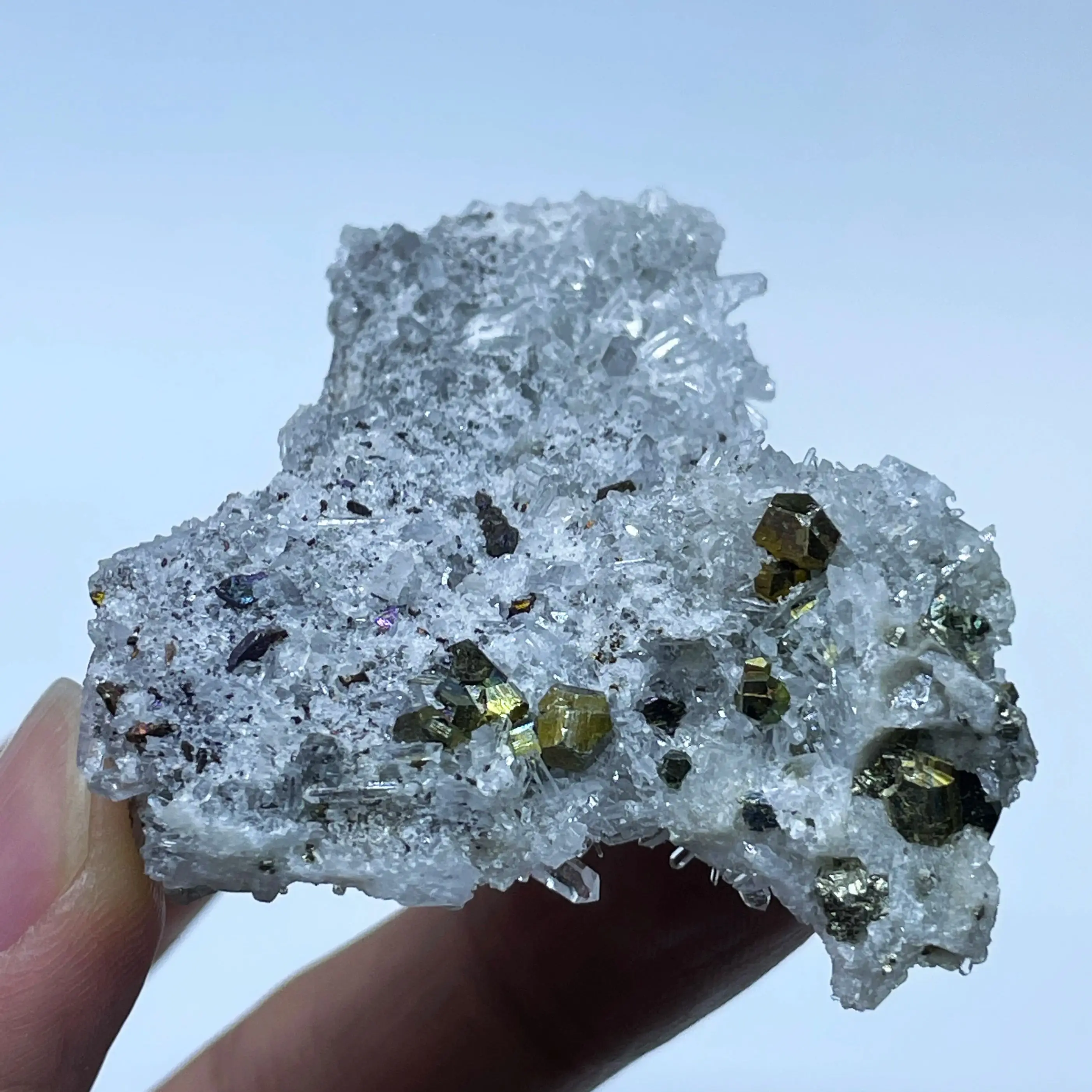 Natural Stone Pyrite And Clear Quartz Cluster Mineral Specimen Raw Rock Decoration Rough Polished Healing