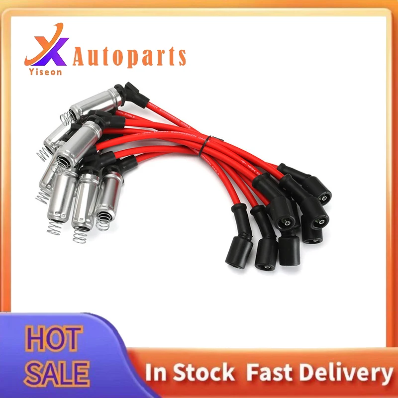 

8Pcs Spark Plug Wires Vehicle Parts Plastic Red Car Supplies Ignition Wires Fit for GMC V8 2000-2009 9748Rr M8-48322 48322 7831