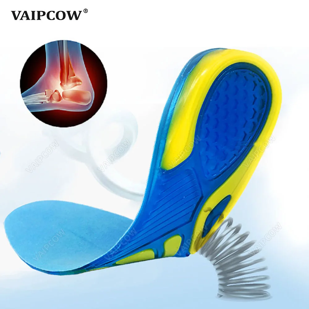 Sport Running Silicone Gel Insoles For Feet Man Women Massaging Shock Absorption Orthopedic Soles Relieve Heel Spur Pain Pad