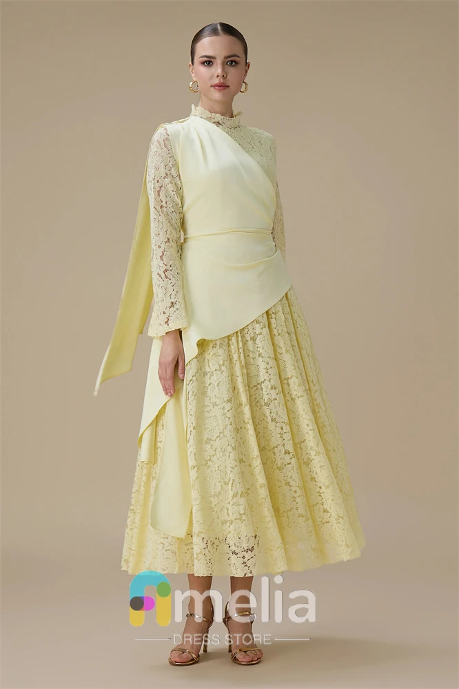 Amelia Lace Evening Dress A-Line O Neck luxurious Prom Dressees For Women Wedding Party Formal Gowns Arabia