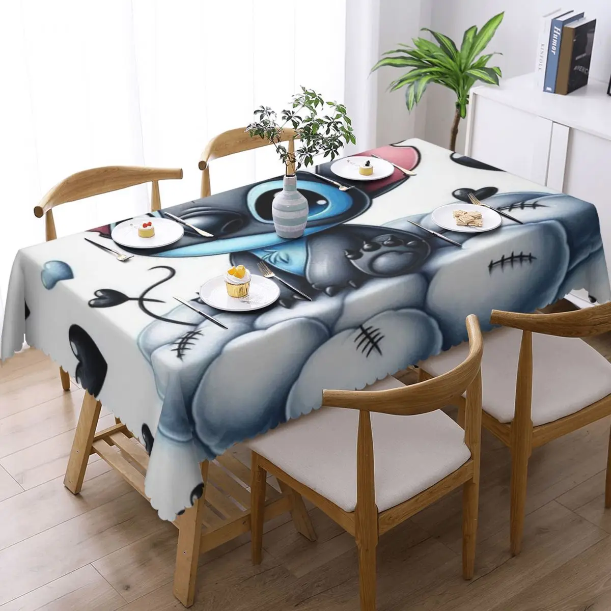 Customized Rectangular Waterproof Oil-Proof SLilo And Stitch Cartoon Tablecloth Table Covers 40