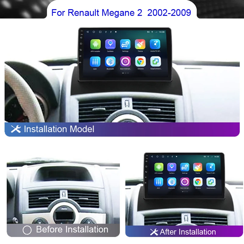 Roadwise Android 12 Car Radio Multimedia Carplay For Renault Megane 2 2002-2007 2008 2009 4G Wifi DSP DVD Navi GPS 2din Headunit