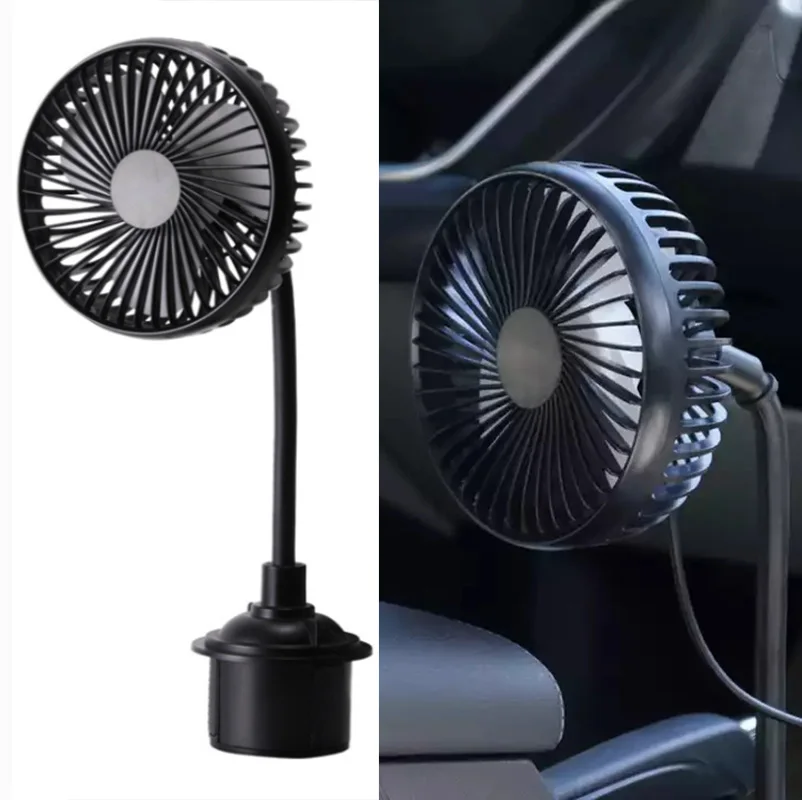 Universal Portable 12V 24V Adjustable Gooseneck Cup Holder Fan 3 Speed Control USB Fan Summer Car Cup Holder Fan Car Accessories