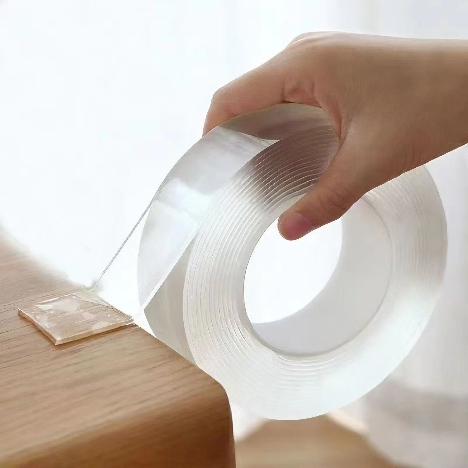 Length 1M, 1 Roll Transparent Double Sided Nano Tape, Waterproof Wall Stickers, Reusable Heat Resistant home improvement