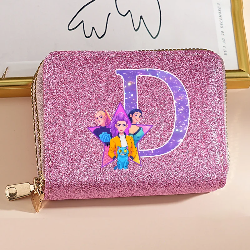 

Letters A-Z for kpop Numbers 0-9 Print Coin Purse Multi-layer Wallet Zipper Card Bag Pink Birthday Gift