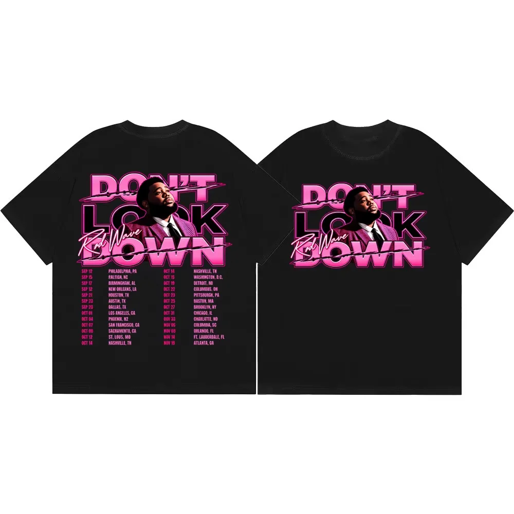 2026 New Rod Wave Don't Look Down Tour 2026 Print T Shirt Rapper Hip Hop Theme Unisex Summer Casual Short Sleeve Tops