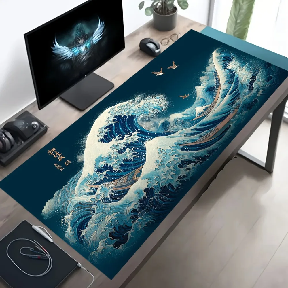 Kanagawa Mountain Range Giant Wave Game Mouse Pad Rubber Anti slip Computer Desktop Pads Thick Keyboard PC Accessories Lock Edge