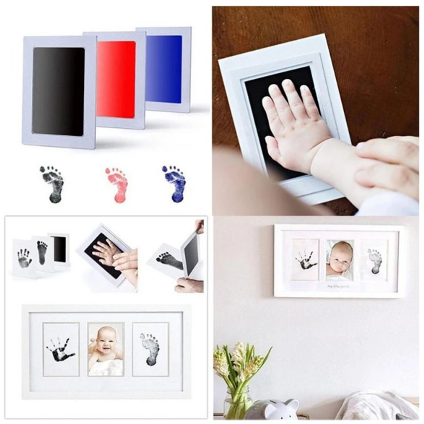 Newborn Baby DIY Handprint Footprint Kit Ink Pads Photo Frame Non-Toxic Baby Souvenirs Newborn Baby Gifts