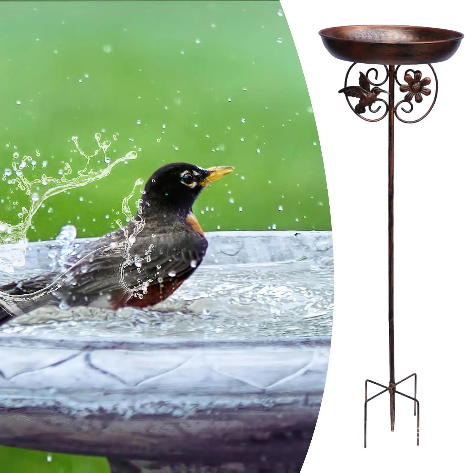 

Bird Bath Feeder Bowl Metal Garden Birdbath Detachable sturdy and durable garden hummingbird bath tub for Patio Outside Yard