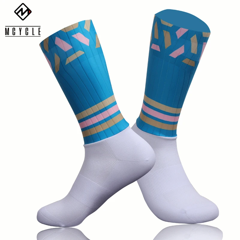 Mcycle Anti Slip Siliconen Zomer Aero Sokken Ademende Fietssokken Heren Fiets Sport Running Bike Sokken Calcetines Ciclismo