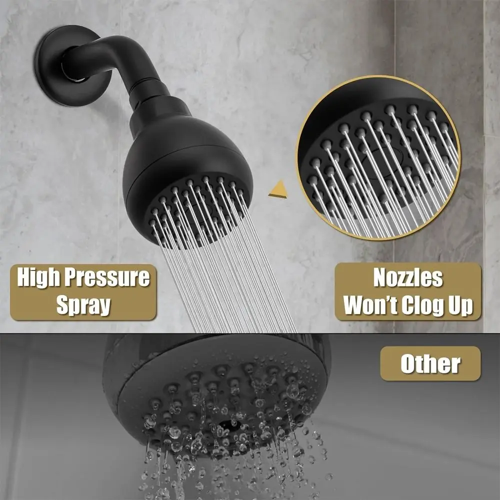 Silicone Nozzles Shower Heads Powerful Water Flow Matte Black Spray Shower Rustproof 360 Rotation Rain Shower Head Bathroom Use