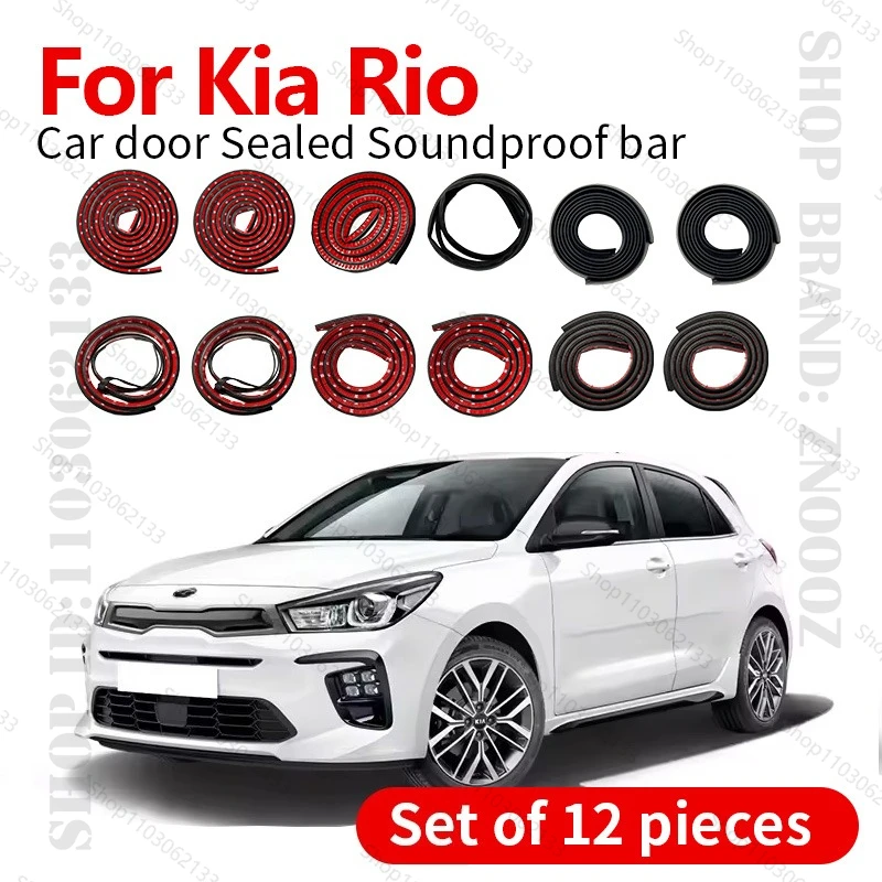 For 1999-2024 Kia Rio Car Door Seal Strip Rubber Double Layer Sealing Protector Soundproof Seal Dustproof Seal Strip 12PCS Set