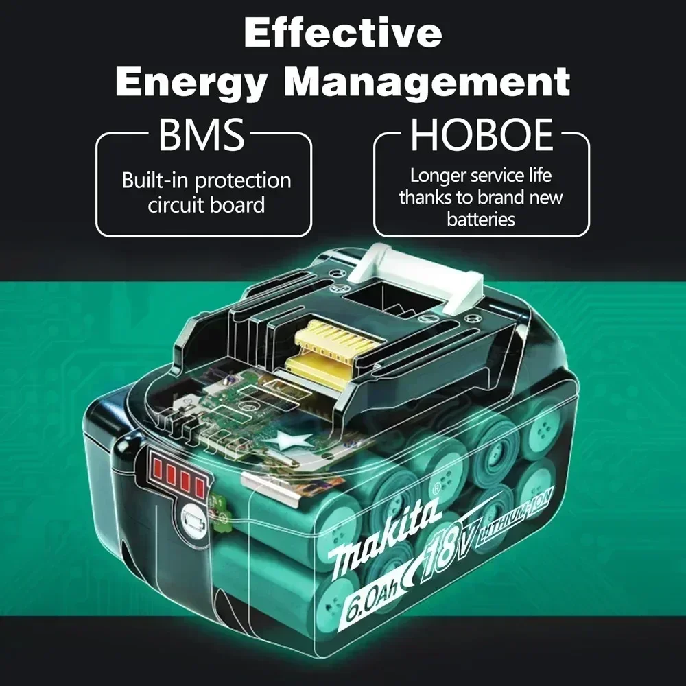 Official Original Makita 18V Rechargeable Power Tool Battery,Replaceable LED Lithium-ion ,18V 6.0Ah BL1860B BL1850 BL1830 BL1815