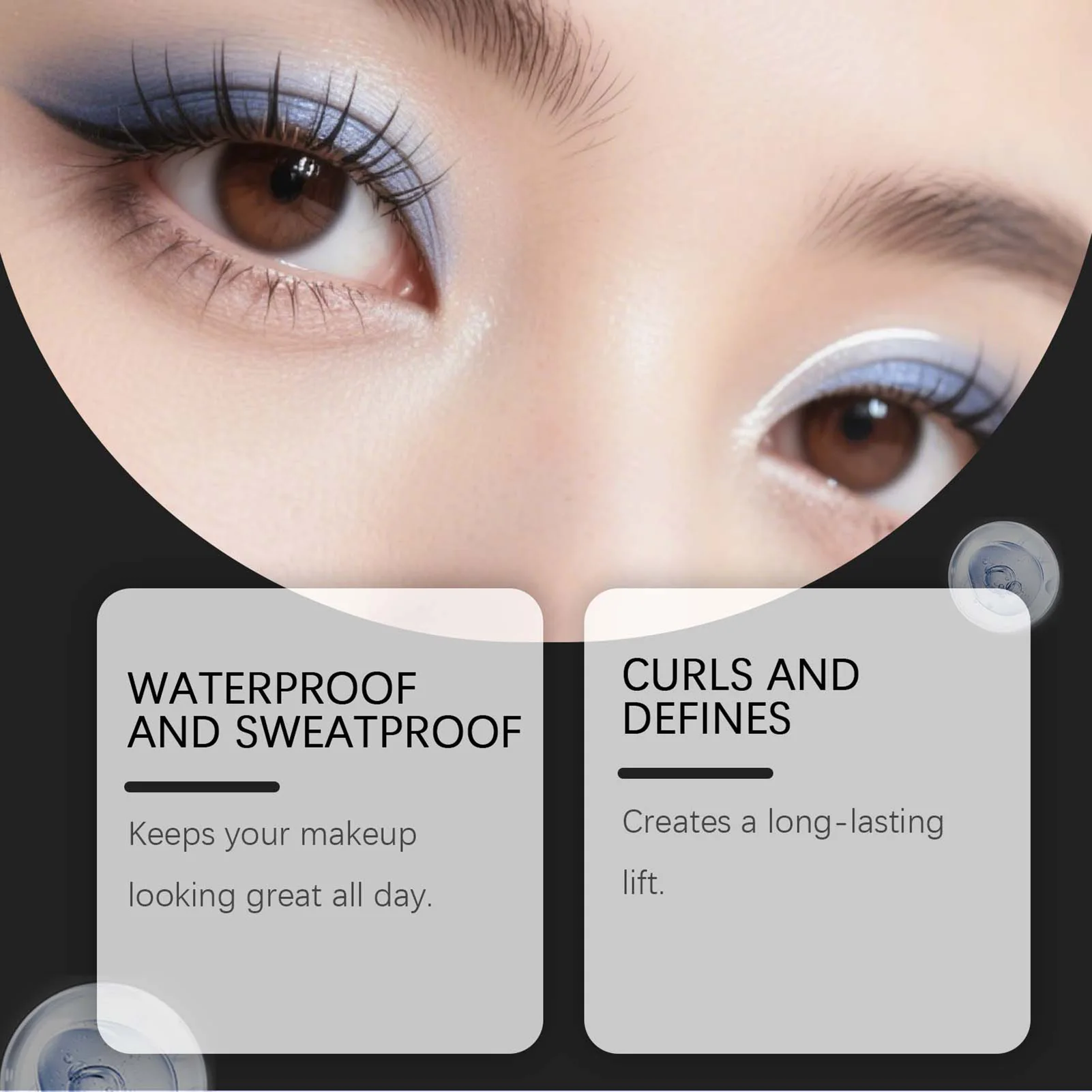 Mascara arricciacapelli, potenziatore delle ciglia impermeabile a lunga durata, strumenti per il trucco degli occhi con volume spesso per l'allungamento delle ciglia a prova di sbavature