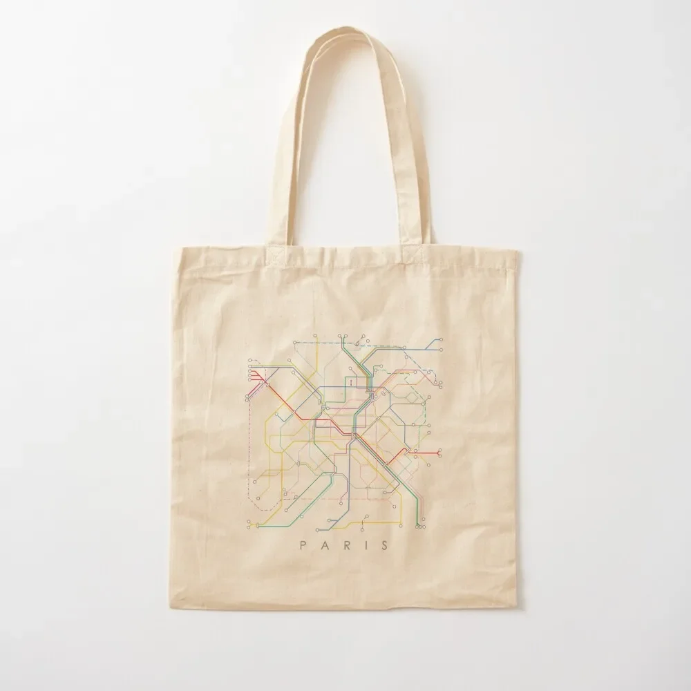 

Paris Metro Map - White background, colour print. Tote Bag tote men's custom Canvas for women