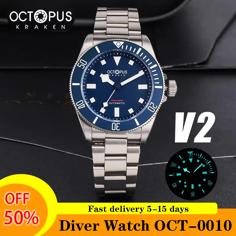 Octopus Kraken Automatic Mechanical Titanium Men's Diver Wristwatch SW200 Sapphire Stainless Steel Waterproof 20Bar reloj hombre