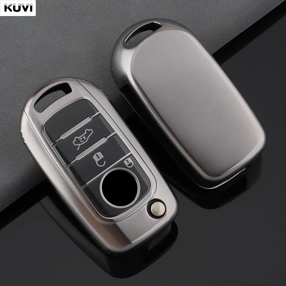 Gun Grey TPU Car Flip Key Case Cover For FIAT Tipo Toro Freedom 500X Doblo Argo Nuovo Grazie Remote Shell Fob Holder Keychain