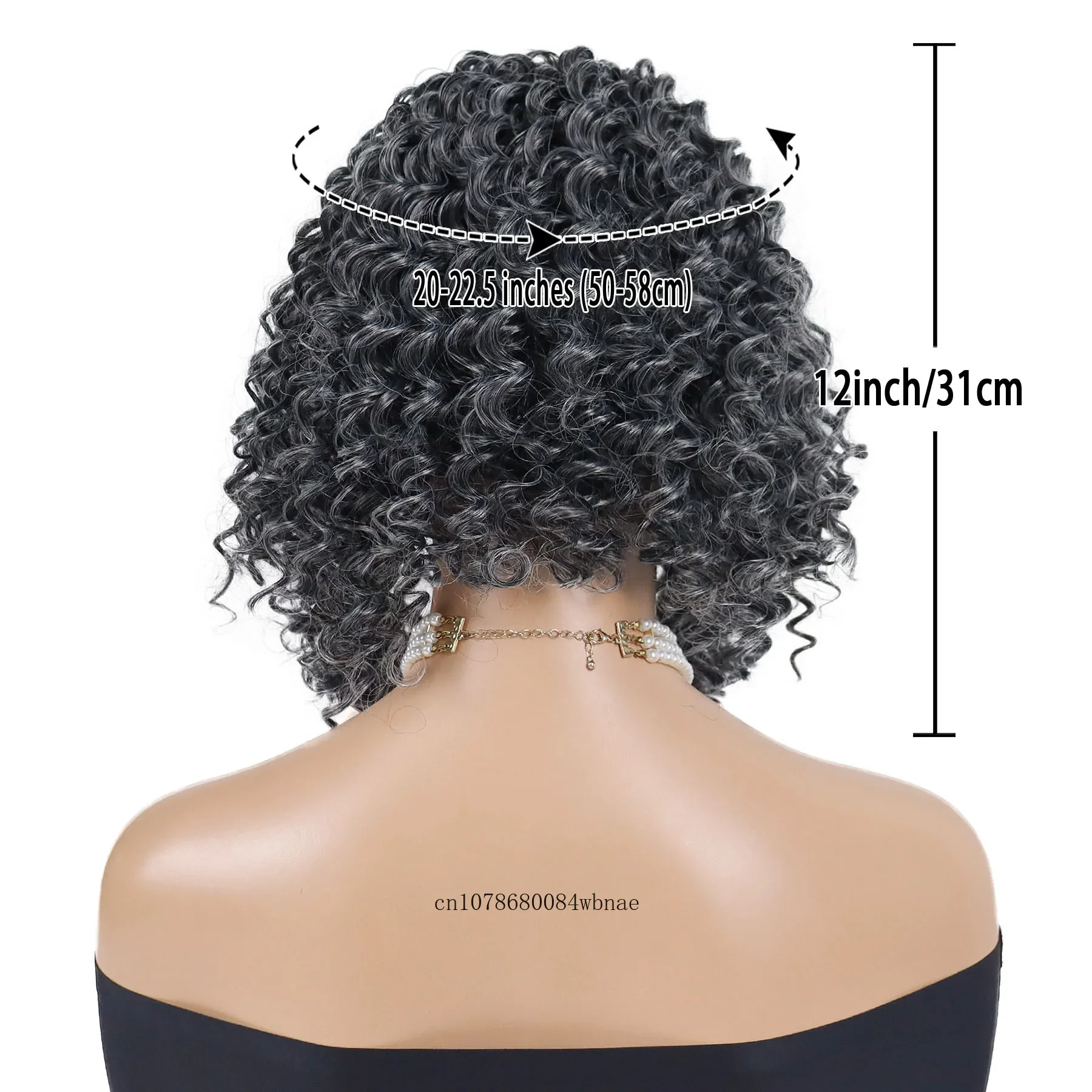 Perucas longas sintéticas macias encaracoladas para mulheres negras, resistente ao calor, peruca cosplay festa diária, headband cinza, cabelo mais velho, 12"