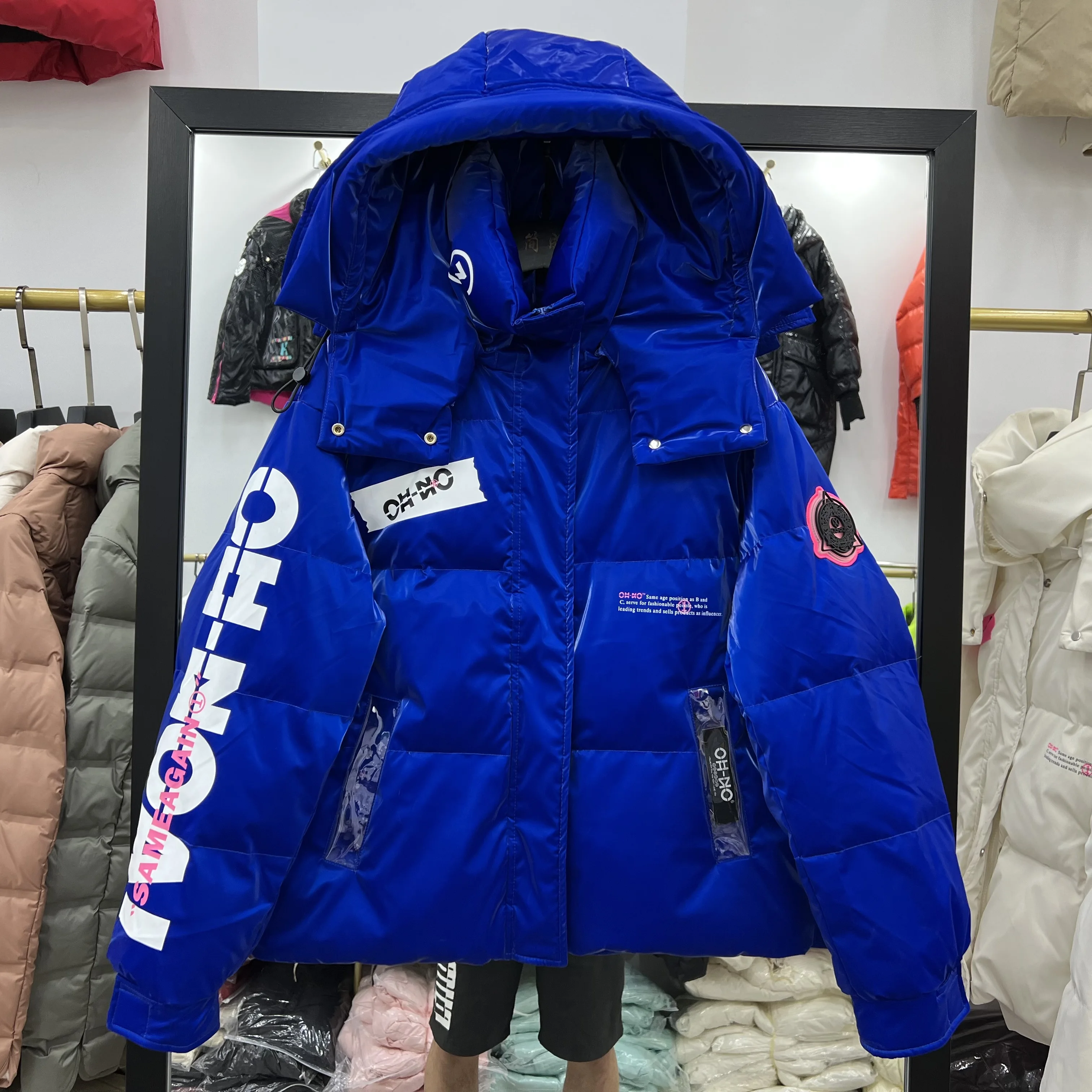 Imagem -04 - Sobretudo com Capuz Quente Feminino Cabolsa 90 Branco de Pato Parka de Penas Jaqueta Puffer Moda de Rua Carta Roupas de Inverno 2023