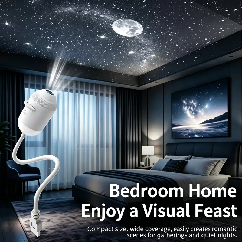 360° Adjustable USB Starry Night Ambient Light With 24 Projector Films Romantic Galaxy Ambient Lighting For Car Interior Home