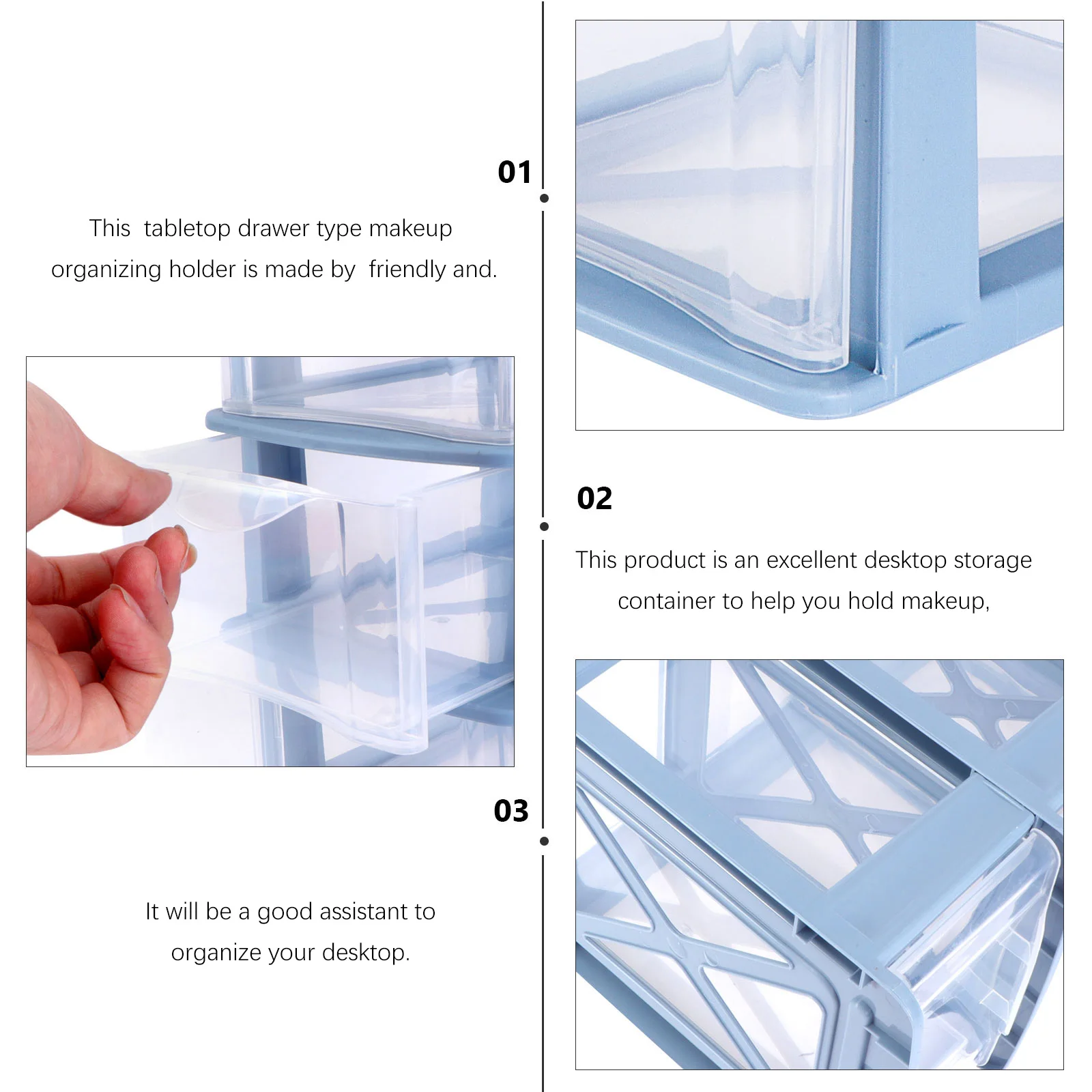 Drawer Storage Box Clear Makeup Organizer Case Plastic Dustproof Container Transparent Cosmetics Holder Tabletop Long Lasting