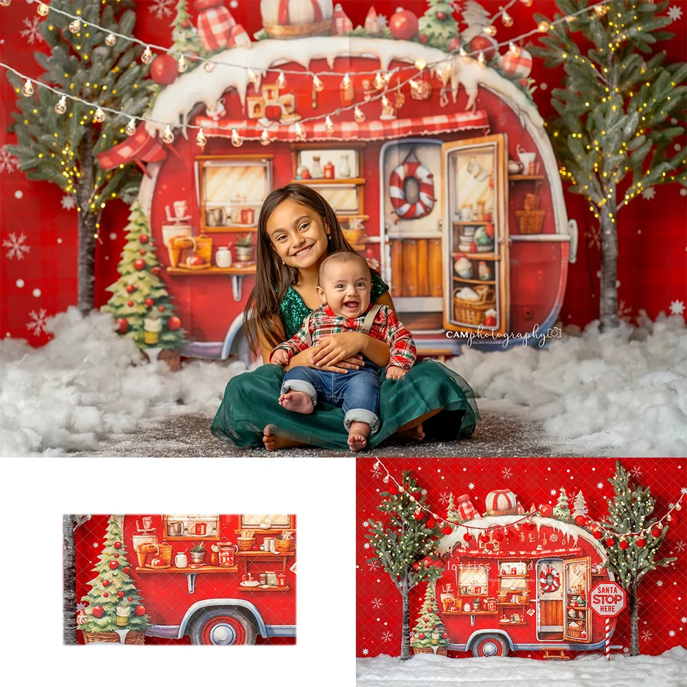 

Yuletide Camper Backdrops Kids Family Photography Child Adult Photocall Decor Kids Baby Photo Snowflake Snowy Forest Backgrounds