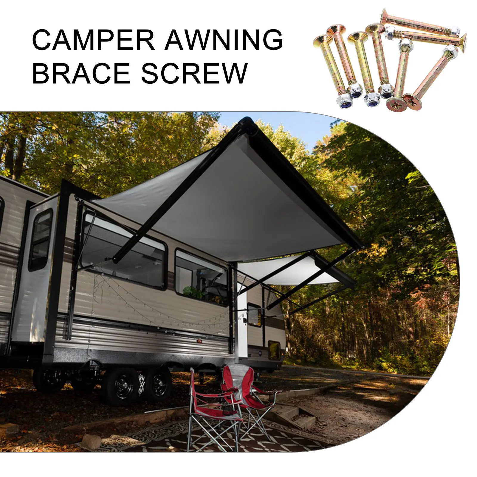 

8Pcs Camper Awning Brace Parts Metal Socket Cap Screws Secure Rafter Locking Mechanism for Motorhome Tent Canopy Stability
