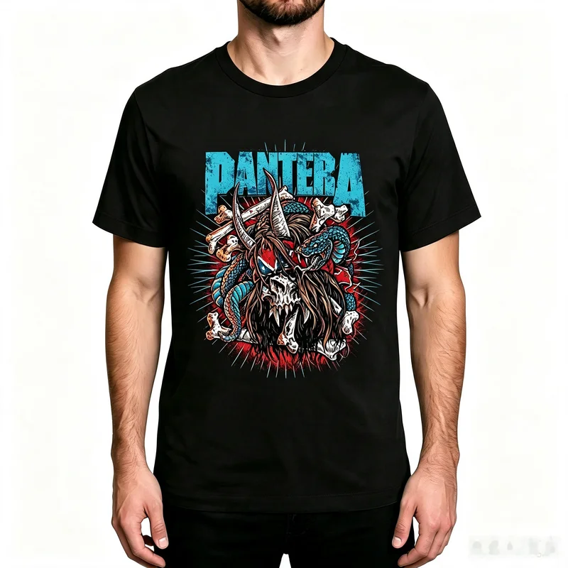 Pantera Monster Vintage Heavy Metal Rock Band Graphic T Shirt for Men Black Cotton Classic Art Music Tee Oversized Summer Gift