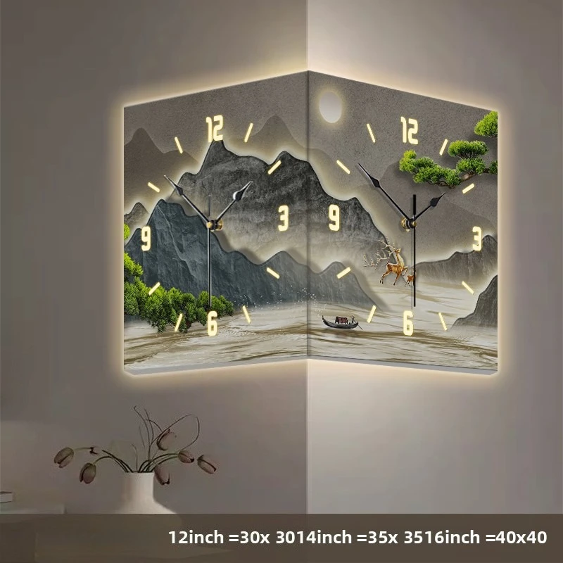 

European Style Corner Wall Clock Acrylic Dial Silent Digital Clock Room Decoration Art Mural Watch Suitable For Room Decoration