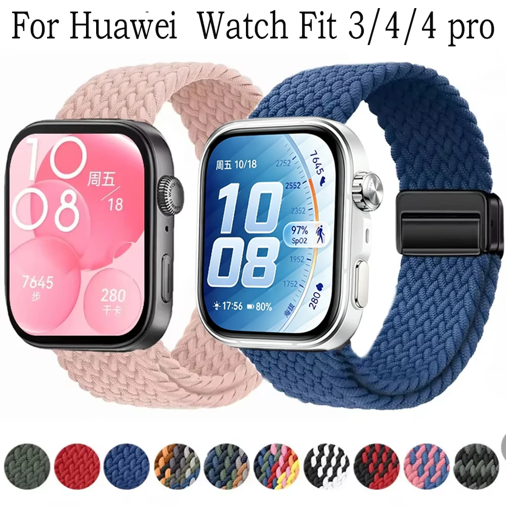 Correa de nailon tejido para Huawei Watch Fit 4/Fit 3, pulsera transpirable ajustable magnética para Huawei Watch Fit 4 pro, correa de repuesto