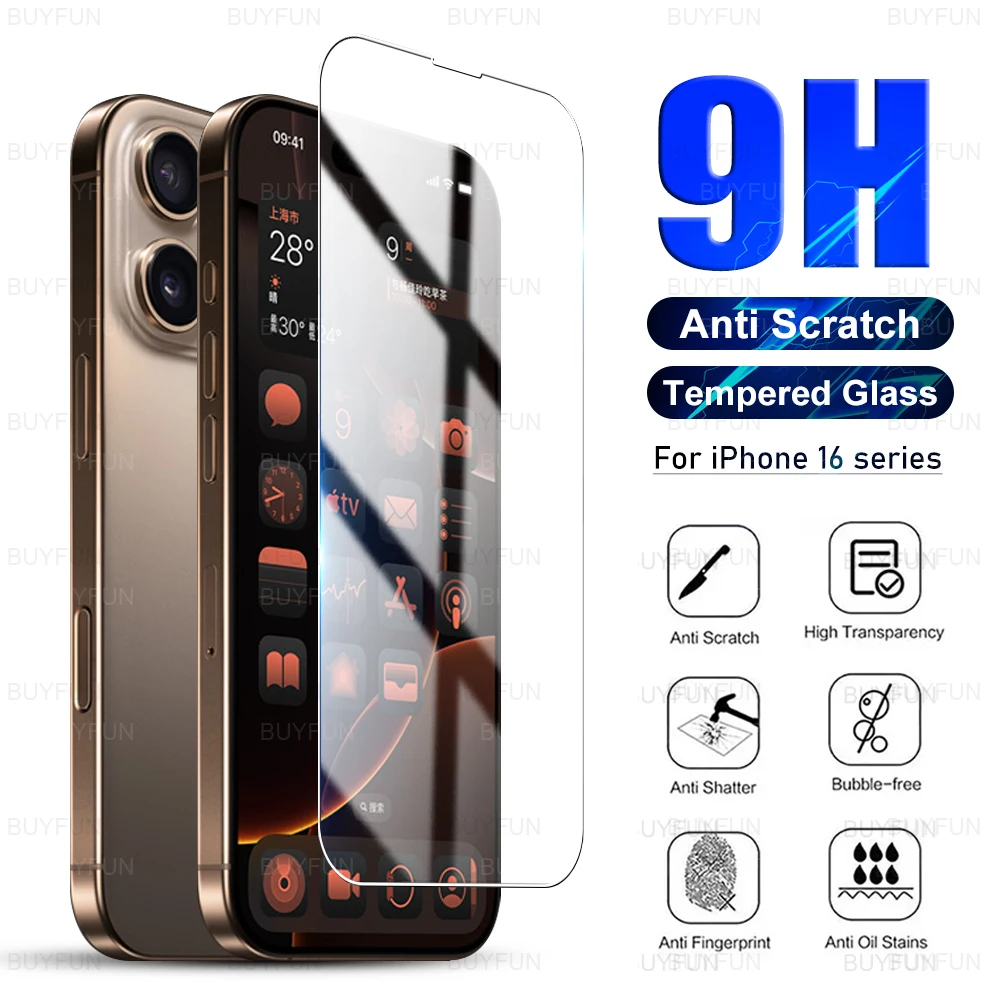 For Apple iPhone 16 Pro Max 9H Tempered Glass iPhone16 Plus 16Pro aiphone aifon16ProMax 2024 6.9inch Screen Protector iphon ipon