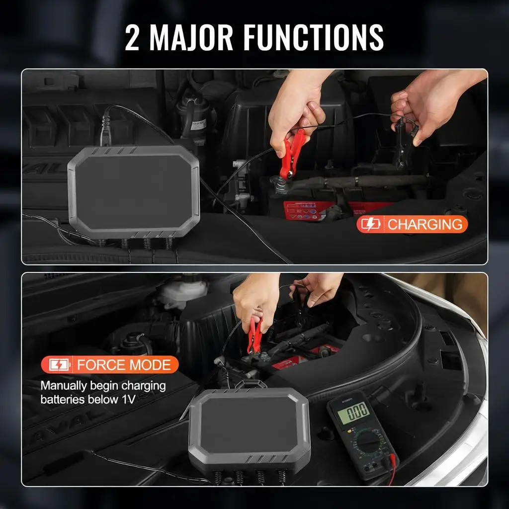 

Smart Battery Charger, 8-Amp, LiFePO4 Lead-Acid (AGM / Gel / SLA) Car Battery Charger, Fully-Automatic Charger Maintainer Des