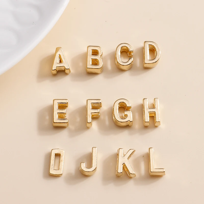 Leslie Mixed 20pcs Gold Color 26 A-Z Letters Charms Beads Metal Alloy Alphabet Pendant DIY Necklace Bracelet Earrings Marking