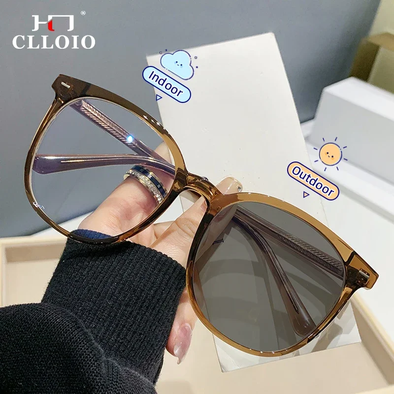 CLLOIO Netroots Bloggers with Same Large Frame Myopia Glasses Photochromic Prescriptions Glasses Can Customised Lady Skinny Face