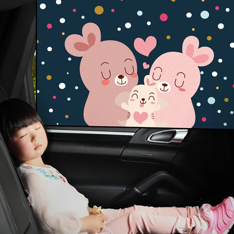 Magnetic Curtain In The Car Window Sunshade Cover Cartoon Universal Side Window Sunshade UV Protection For Kid Baby Children