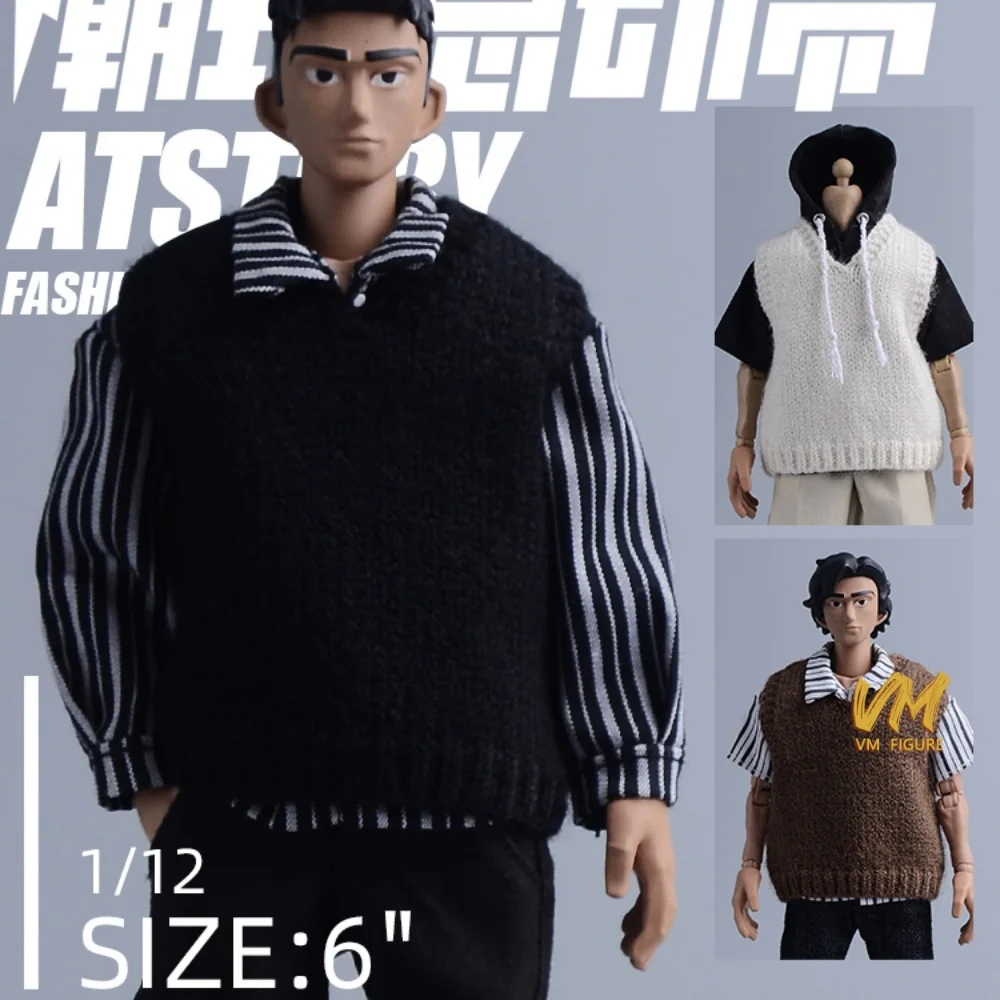1/12 Schaal Mode Trendy Mannelijke Trui Vest Vrije tijd Broek Model Fit 6 Inch BJD Mannelijke Soldaat Action Figure Body (15.5 cm) Poppen