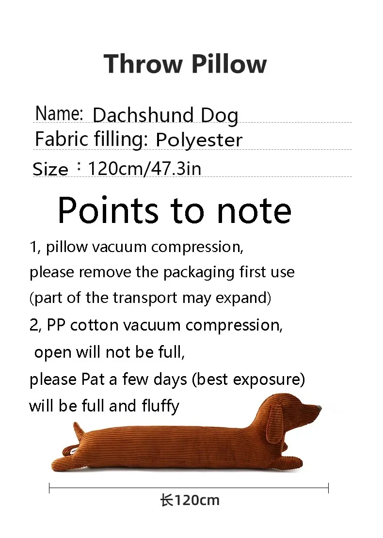 Dackel-Hund-Plüsch-Umarmungskissen, weich, langlebig, gefülltes Wurfkissen, Tiere, Kissen für Sofa, Heimdekoration, Geschenke für Kinder (47 Zoll) – Detail 2