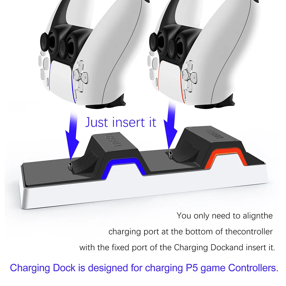 شاحن مزدوج سريع لوحدة التحكم اللاسلكية PS5 USB 3.1 Type-C محطة شحن مهد لسوني PlayStation5 عصا التحكم غمبد