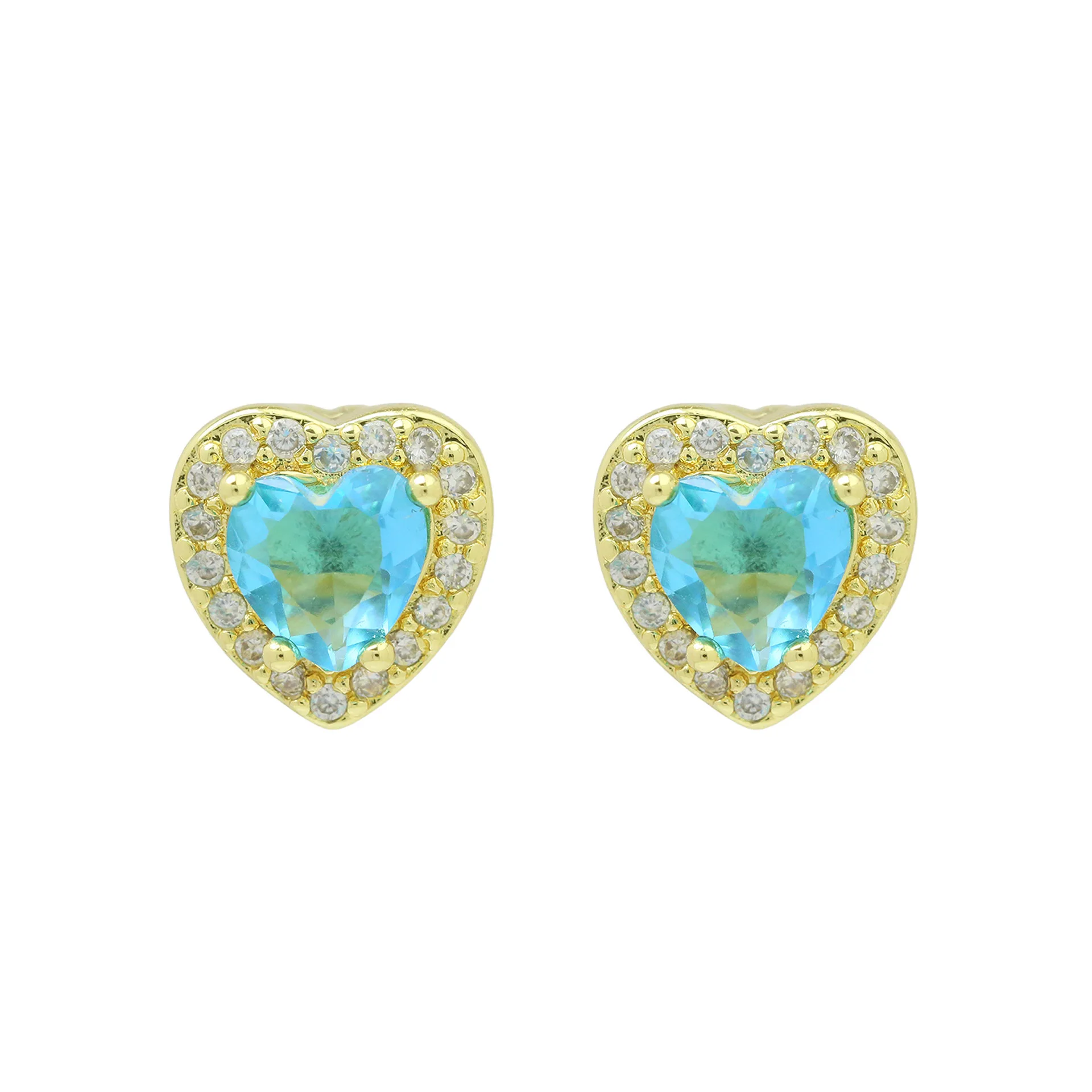 Geometrische Mehrfarbige Herz-Ohrstecker für Frauen Romantische Geburtsstein-Zirkon-Hochzeitsohrringe Ohrschmuck Accessoires Geschenke – Detail 4