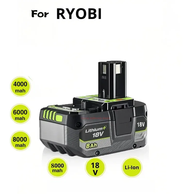 for RYOBI high-performance lithium battery 18V low self discharge, suitable for all tools P107 P108 P109 RB18L20