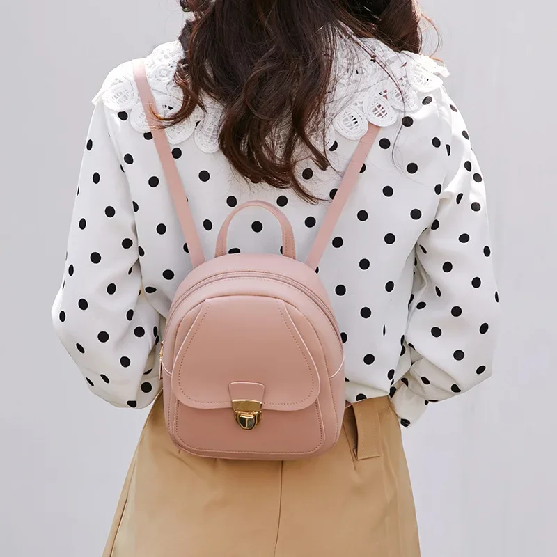 Hot Sale Fashion Women Girls Mini Backpack Solid Color Leather Shoulder School Rucksack Ladies Holiday Travel Bags 2022 Newest