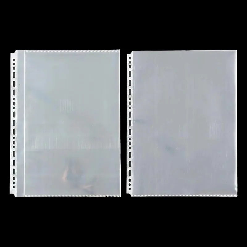 100pcs/Lot A4 Binde PP Sleeves Information Storage Bag Plastic Punched File Folders Thin Loose Leaf Protectors Filing Products