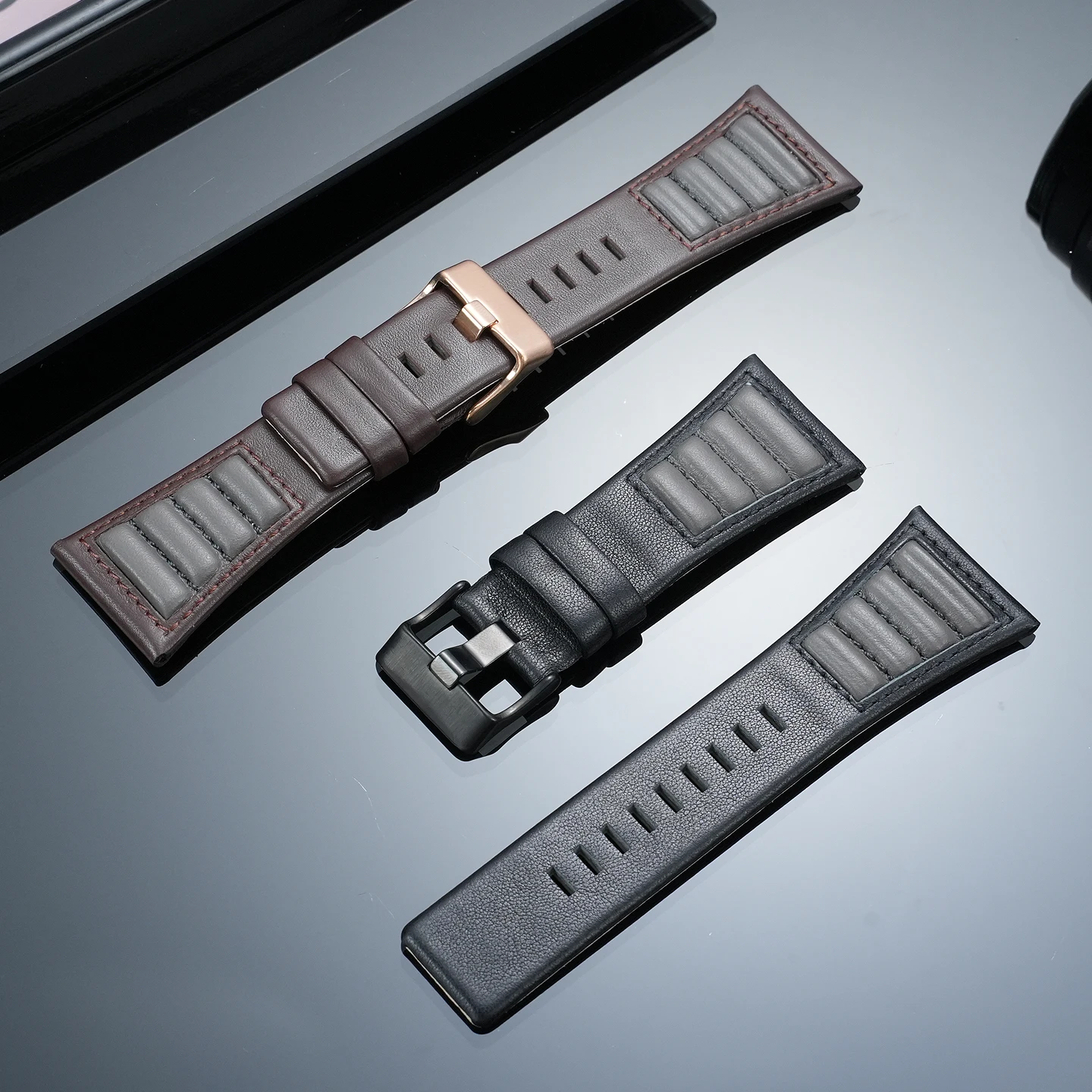 For Diesel Large Watches DZ7313, DZ7395, DZ1018, DZ7312, DZ7350, DZ7421: 30mm Vintage Genuine Leather Replacement Straps