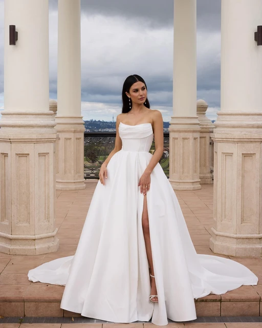 Vestito da sposa raso sales