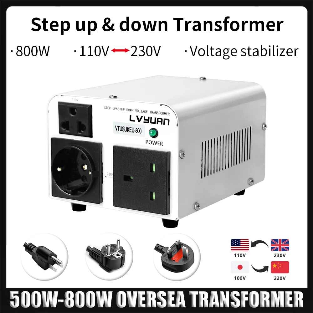 LVYUAN 500W/800W Step UP & DOWN 110V-220V Voltage Converter Auto Transformer 50Hz/60Hz Supply US/EU/UK/UN PlugHome Appliances