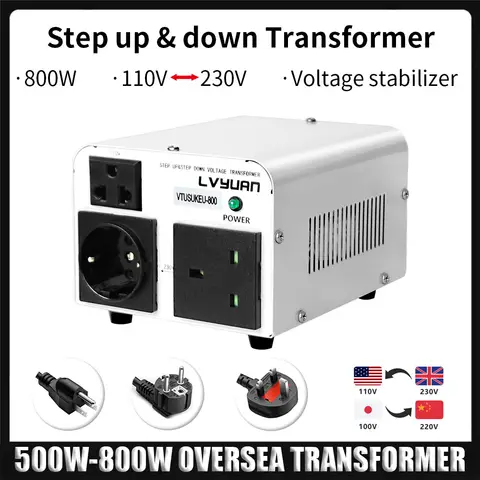 LVYUAN 500W/800W Step UP & DOWN 110V-220V Voltage Converter Auto Transformer 50Hz/60Hz Supply US/EU/UK/UN PlugHome Appliances
