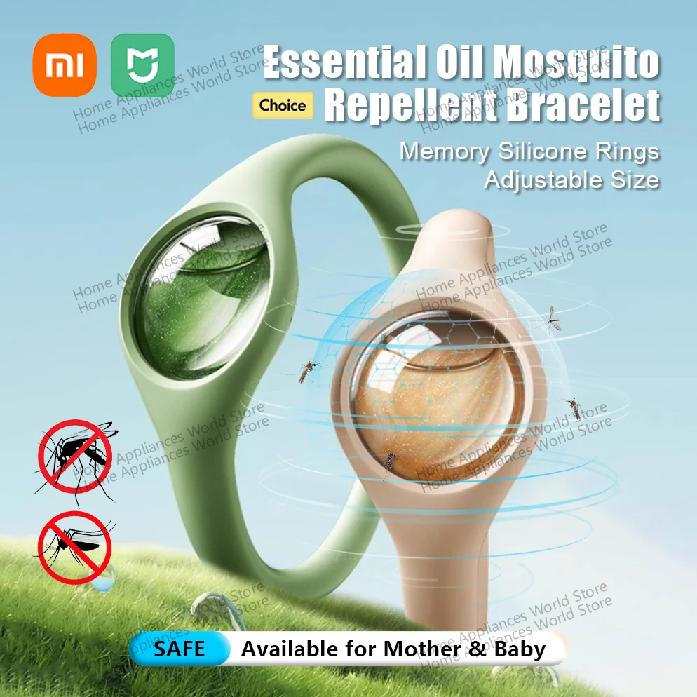 Xiaomi-pulsera repelente de mosquitos de silicona con memoria para exteriores, pulseras de moda ajustables disponibles para madres y bebés