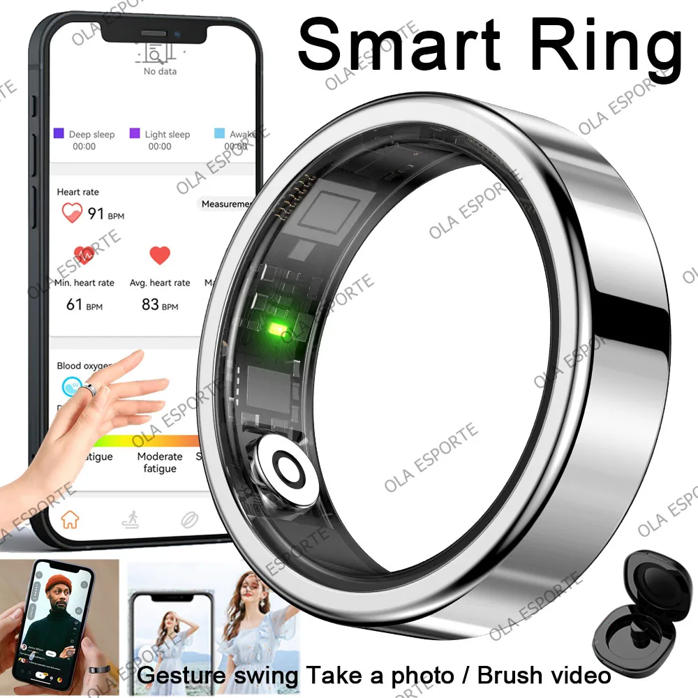 R10 Gesture Swing Smart Ring met oplaaddock Mannen Vrouwen Gezondheid Slaap Hartslagmeting 5ATM Waterdicht Multi-sportmodus - afbeelding 1